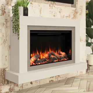 Diamond 47" Cherry Luxury Timber Wall Mounted IQFX Fire and Fireplace Suite