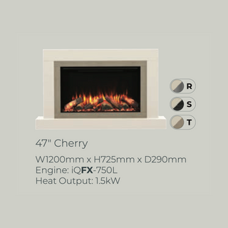 Diamond 47" Cherry Luxury Timber Wall Mounted IQFX Fire and Fireplace Suite