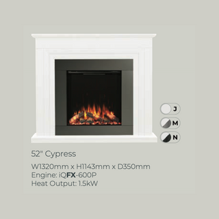 Diamond 52" Cypress Luxury Timber Flat-To-Wall IQFX Fire and Fireplace Suite