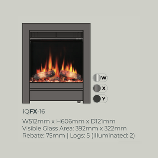 Diamond IQFX-16 Intelligent eFires Inset 16" Electric Hearth Mounted Fire