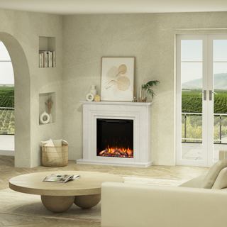 54" Calla Luxury Micromarble Flat-To-Wall IQFX Fire and Fireplace Suite - Diamond