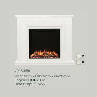 54" Calla Luxury Micromarble Flat-To-Wall IQFX Fire and Fireplace Suite - Diamond