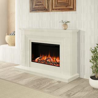 54" Cassia Luxury Micromarble Flat-To-Wall IQFX Fire and Fireplace Suite - Diamond