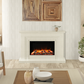 54" Cassia Luxury Micromarble Flat-To-Wall IQFX Fire and Fireplace Suite - Diamond