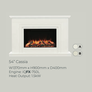 54" Cassia Luxury Micromarble Flat-To-Wall IQFX Fire and Fireplace Suite - Diamond
