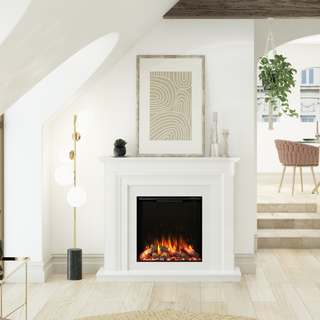 50" Dahlia Luxury Micromarble Flat-To-Wall IQFX Fire and Fireplace Suite - Diamond