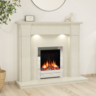 52" Ivy Luxury Micromarble Flat-To-Wall IQFX Fire and Fireplace Suite - Diamond