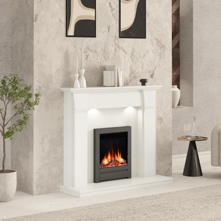 52" Ivy Luxury Micromarble Flat-To-Wall IQFX Fire and Fireplace Suite - Diamond