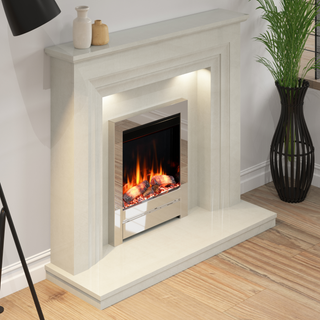 48" Jasmine Luxury Micromarble Flat-To-Wall IQFX Fire and Fireplace Suite - Diamond