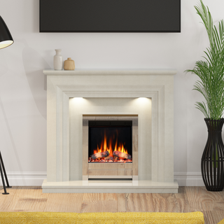 48" Jasmine Luxury Micromarble Flat-To-Wall IQFX Fire and Fireplace Suite - Diamond