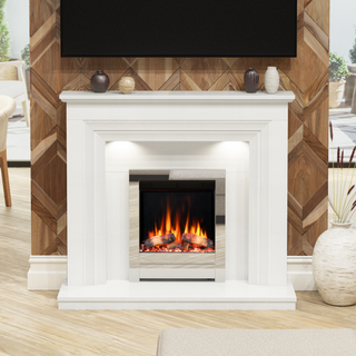 48" Jasmine Luxury Micromarble Flat-To-Wall IQFX Fire and Fireplace Suite - Diamond