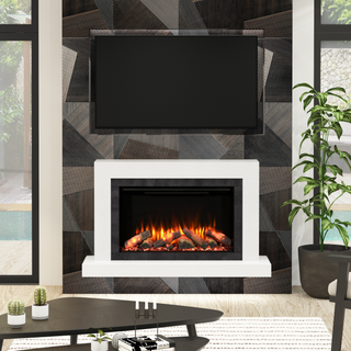 47" Lotus Luxury Micromarble Wall Mounted IQFX Fire and Fireplace Suite - Diamond