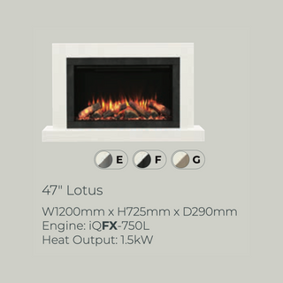 47" Lotus Luxury Micromarble Wall Mounted IQFX Fire and Fireplace Suite - Diamond