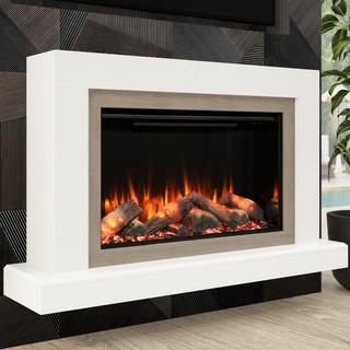 47" Lotus Luxury Micromarble Wall Mounted IQFX Fire and Fireplace Suite - Diamond