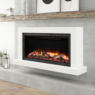 57" Maple Luxury Micromarble Wall Mounted IQFX Fire and Fireplace Suite - Diamond