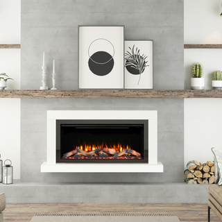 57" Maple Luxury Micromarble Wall Mounted IQFX Fire and Fireplace Suite - Diamond