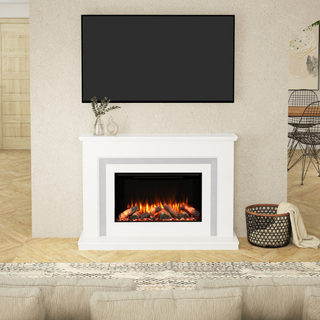 52" Orchid Luxury Micromarble Flat-To-Wall IQFX Fire and Fireplace Suite - Diamond