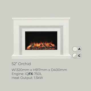 52" Orchid Luxury Micromarble Flat-To-Wall IQFX Fire and Fireplace Suite - Diamond
