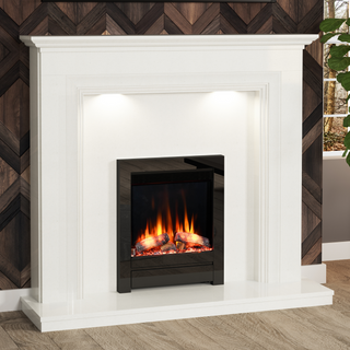 54" Rosa Luxury Micromarble Flat-To-Wall IQFX Fire and Fireplace Suite - Diamond