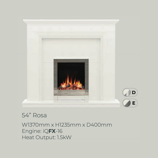 54" Rosa Luxury Micromarble Flat-To-Wall IQFX Fire and Fireplace Suite - Diamond