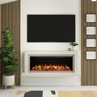 Diamond 67" Ornella Luxury Timber Wall Mounted IQFX Fire and Fireplace Suite