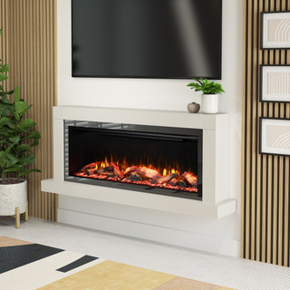 Diamond 67" Ornella Luxury Timber Wall Mounted IQFX Fire and Fireplace Suite