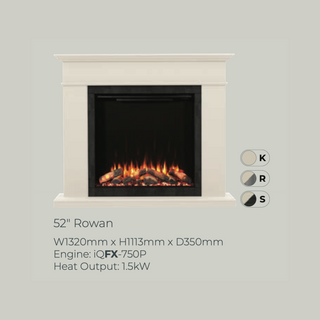 Diamond 52" Rowan Luxury Timber Flat-To-Wall IQFX Fire and Fireplace Suite