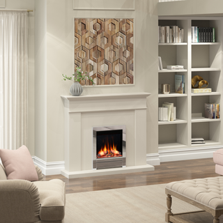 Diamond 52" Walnut Luxury Timber Flat-To-Wall IQFX Fire and Fireplace Suite