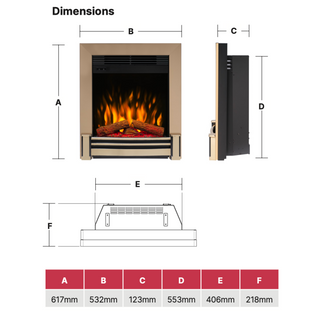 Elva Optiflame 16" Electric Hearth Inset Fire - Dimplex