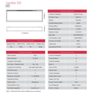 Dimplex Ignite XLF Optiflame Built-In Media Wall Electric Fire