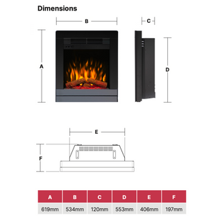 Scala Optiflame 16" Electric Hearth Inset Fire - Dimplex