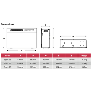 Spark (23, 26, 28) Wall Inset Electric Fire - Dimplex