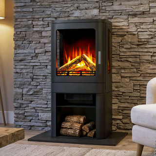 Spectre DLX LS Three-Sided Electric Stove with Log Store - Celsi