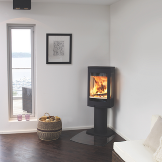 Duo 1 5kW Glass Sided Wood Burning Stove on Pedestal - Nordpeis