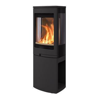 Duo 2 5kW Glass Sided Wood Burning Stove on Log Stove - Nordpeis