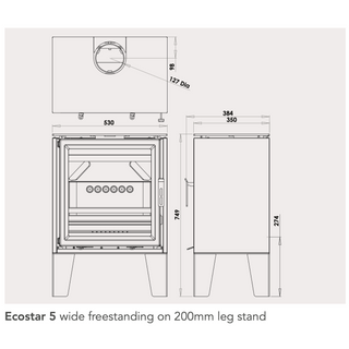 Fireline Ecostar 5 Wide 5kW Freestanding Stove