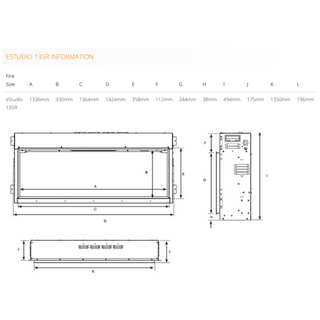 eStudio 135R Media Wall Electric Fire - Gazco
