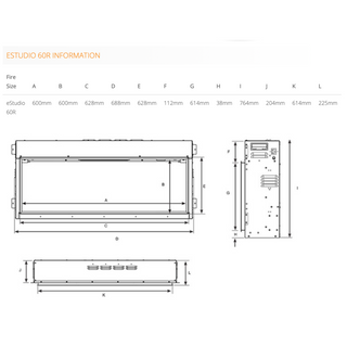 eStudio 60R Wall Inset Electric Fire - Gazco