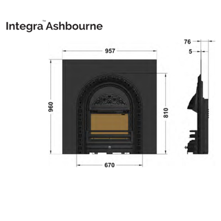 Ashbourne Integra Cast Iron Arch Back Panel Electric Fire - Ilektro