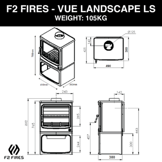 Vue Landscape Logstore 4.9kW Multifuel Stove - F2