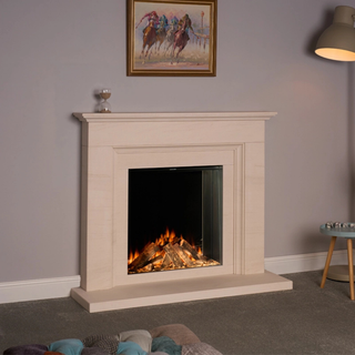Abingdon 52" New Forest 650SQ Wall Inset Portuguese Limestone Electric Fireplace Suite - FDC