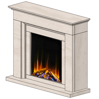 Abingdon 52" New Forest 650SQ Flat-To-Wall Portuguese Limestone Electric Fireplace Suite - FDC
