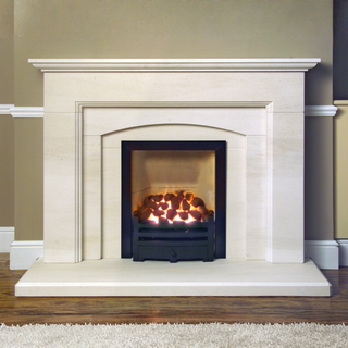 Dorchester 54" Portuguese Limestone Complete Fireplace Suite - FDC