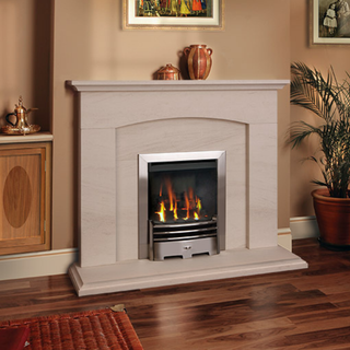 Exford 48" Portuguese Limestone Complete Fireplace Suite - FDC
