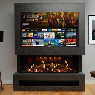Hollis (E-FX, E-Ridium) Pre-Built Media Wall Fire and Fireplace Suite - Flamerite