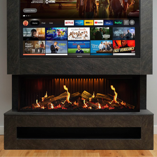 Hollis (E-FX, E-Ridium) Pre-Built Media Wall Fire and Fireplace Suite - Flamerite