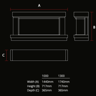 Payton (1000, 1300) Electric Fire and Fireplace Suite - Flamerite