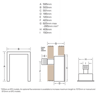 Calibre Balanced Flue HE Glass Fronted 16" Hearth Inset Gas Fire - Flavel