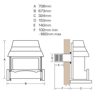 Emberglow Balanced Flue HE Glass Fronted Outset Hearth Mounted Gas Fire - Flavel