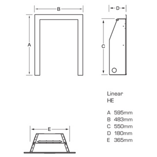 Linear Glass Fronted HE 16" Hearth Inset Coal Gas Fire - Flavel